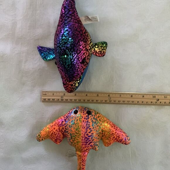Shiny Sea Creatures Manta Ray Dolphin Stuffed Toys - Picture 12 of 12
